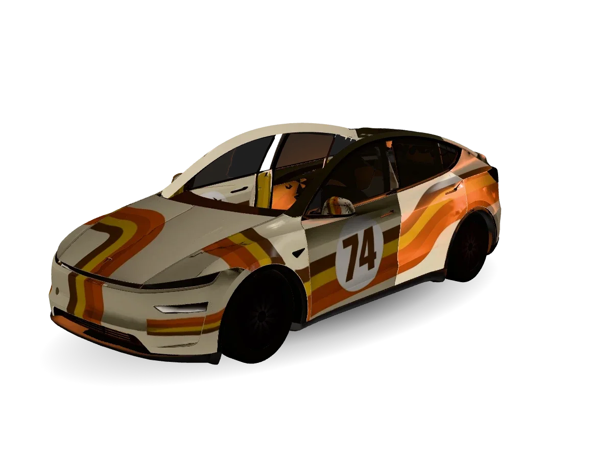 Retro 1970s Racing Livery Wide Stripes Tesla wrap for Model Y 2025+ Premium