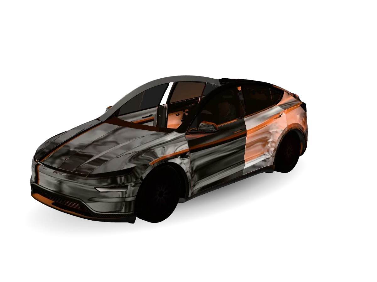 Liquid Chrome With Rippling Mirror Reflections Tesla wrap for Model Y 2025+ Premium